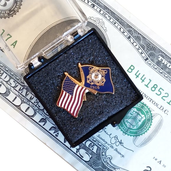 Other - U.S. Flag and U.S. Coast Guard crossed Flags Lapel Pin